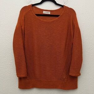 Anthropologie Mayfield Burnt Orange Linen Blend‎ Sweater Small Boho Lagenlook